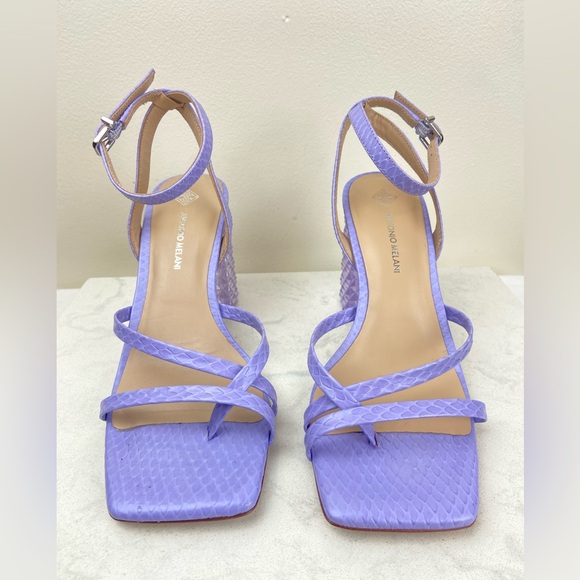 Antonio Melani Katona Snake Print Clear Heel Ankle Strap Block Heels - Picture 5 of 14